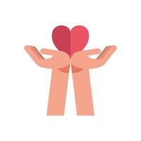 hands lifting heart of love feeling icon vector