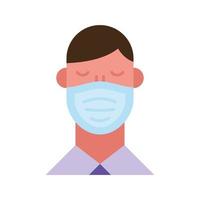 man using face mask flat style icon vector