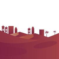 beautiful desert and houses manger scene vector