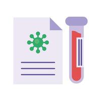 covid19 virus particle in medical prub with tube test flat style vector