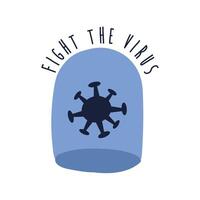 fight the virus lettering campaign with particle in dome flat style vector