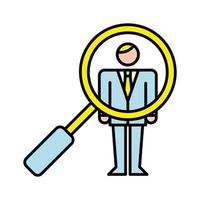 business man with magnifying glass avatar character vector