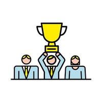 business people team with trophy cup characters workers vector