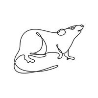 rat rodent one line style icon vector