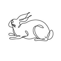 cute rabbit one line style icon vector