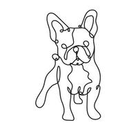 mascota bulldog icono de estilo de una línea vector