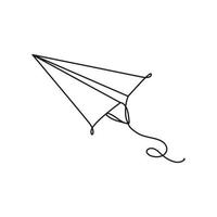 paper airplane toy one line style icon vector