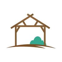 wooden stable manger isolated icon vector