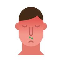 persona con icono de estilo plano de gripe nasal vector