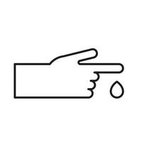 finger with blood drop line style icon vector