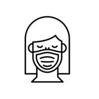 woman using face mask line style icon vector
