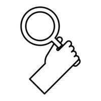 hnd with search magnifying glass line style icon vector