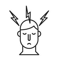 person with headache covid19 symptom line style icon vector