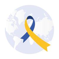 syndrome down ribbon campaign in earth planet vector