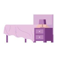 bed with drawer and lamp forniture vector