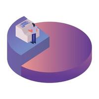 man using machine technology in statistics pie vector