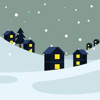 houses village in snow scape scene vector