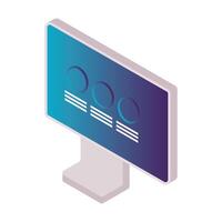 desktop computer technology with buttons options vector