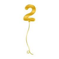 golden balloon helium number two floating vector