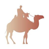 reyes magos en camello silueta personaje vector