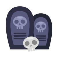 halloween stones graveyards and skull vector