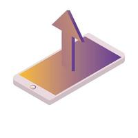 smartphone device with arrow up vector
