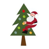 christmas santa claus in pine tree vector