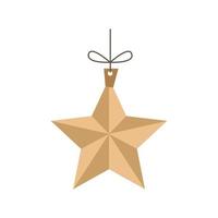 happy merry christmas golden star hanging vector