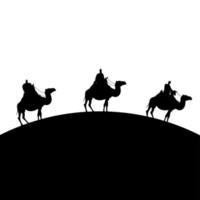 grupo de reyes magos en camellos pesebres personajes silueta vector