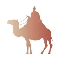 reyes magos en camello silueta personaje vector