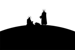 holy family mangers characters black silhouettes vector