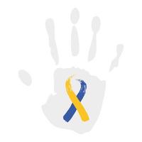 syndrome down ribbon campaign painted in hand print vector