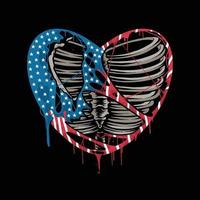 a torn heart with the colors of the united states flag vector editable layers color