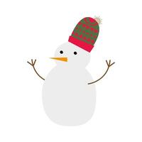 happy merry christmas snowman with wool hat character vector