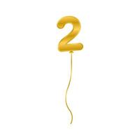 golden balloon helium number two floating vector