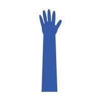 mano humana pintura color azul vector