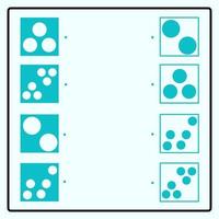 juego de rompecabezas educativo que crea líneas de conexión para encontrar los pares correctos. forma redonda del círculo geométrico. hoja de trabajo de entrenamiento cerebral para niños vector