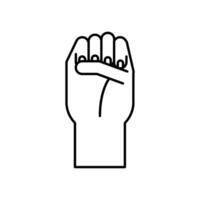 hand sign language e line style icon vector design