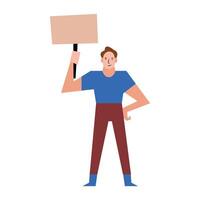 man with banner board vector design