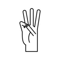 hand sign language six number line style icon vector design