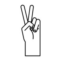 hand sign language two number line style icon vector design