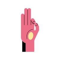 hand sign language f line and fill style icon vector design