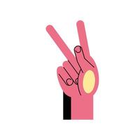 hand sign language k line and fill style icon vector design