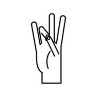 hand sign language seven number line style icon vector design