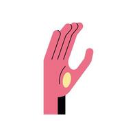 hand sign language c line and fill style icon vector design