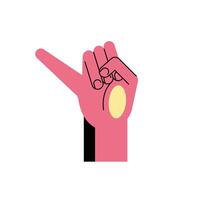 hand sign language j line and fill style icon vector design