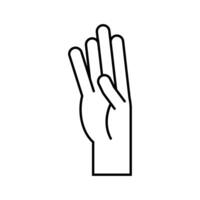 hand sign language b line style icon vector design