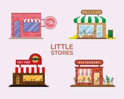 group of little stores facades vector