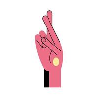 hand sign language r line and fill style icon vector design