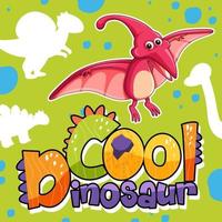 lindo personaje de dinosaurio con diseño de fuente para word cool dinosaur vector